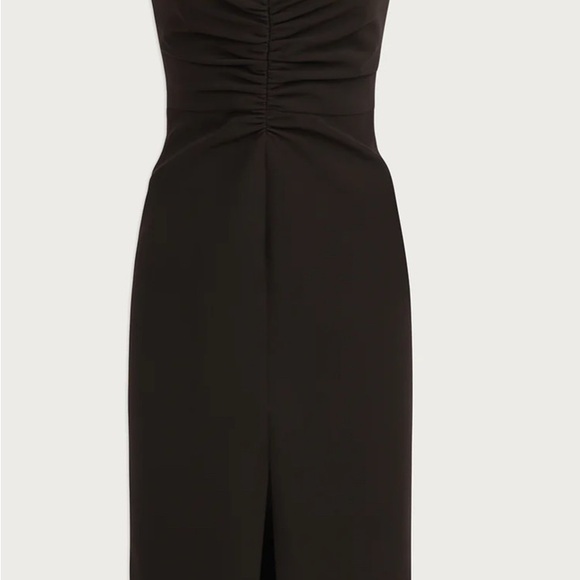 Halston Heritage Black Ruched Halter Cocktail Dress - Picture 3 of 9